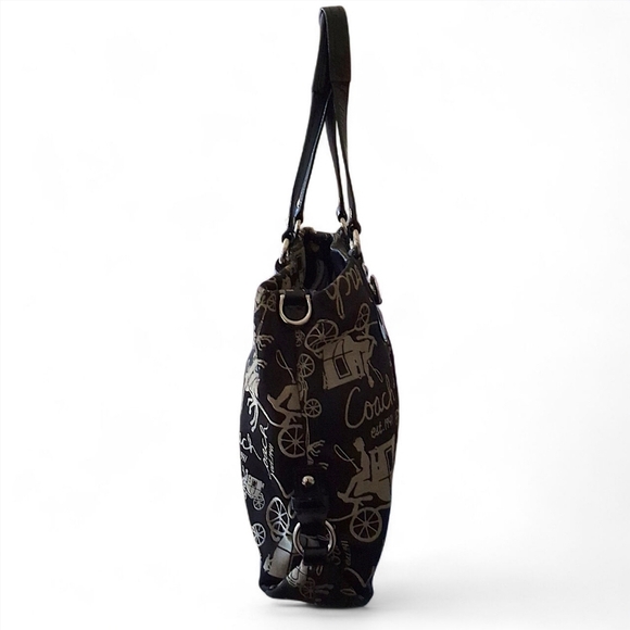 Coach Peyton Graphic Horse & Carriage Black Satchel Bag - Picture 3 of 13
